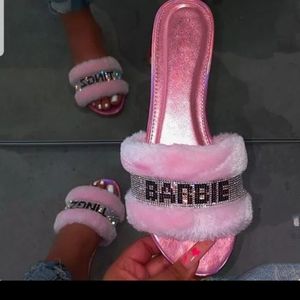 NWOT PINK FUR SANDALS